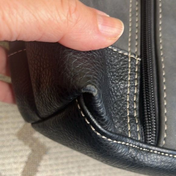 BOC vegan leather multiple pockets Black Gray shoulder tote Bag - Picture 11 of 17